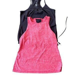 Women's Black and Pink Racerback Tank Tops